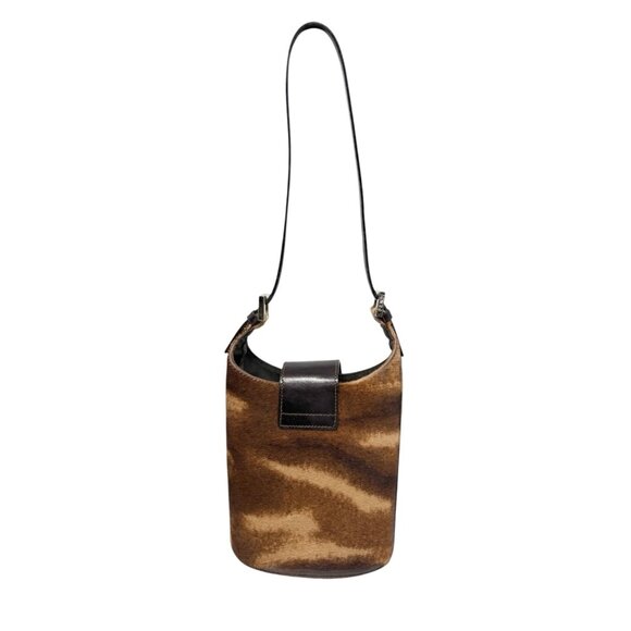 FENDI Vintage FF Pony Calf Hair Mamma Baguette Tote Hobo Mini Bag Brown [106218] - Picture 7 of 16